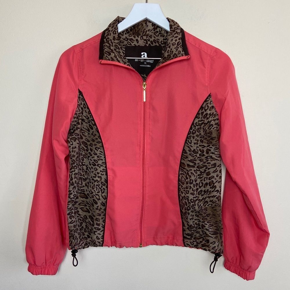 ACTIVOLOGY Coral Leopard Wind Breaker Jacket Sz PS